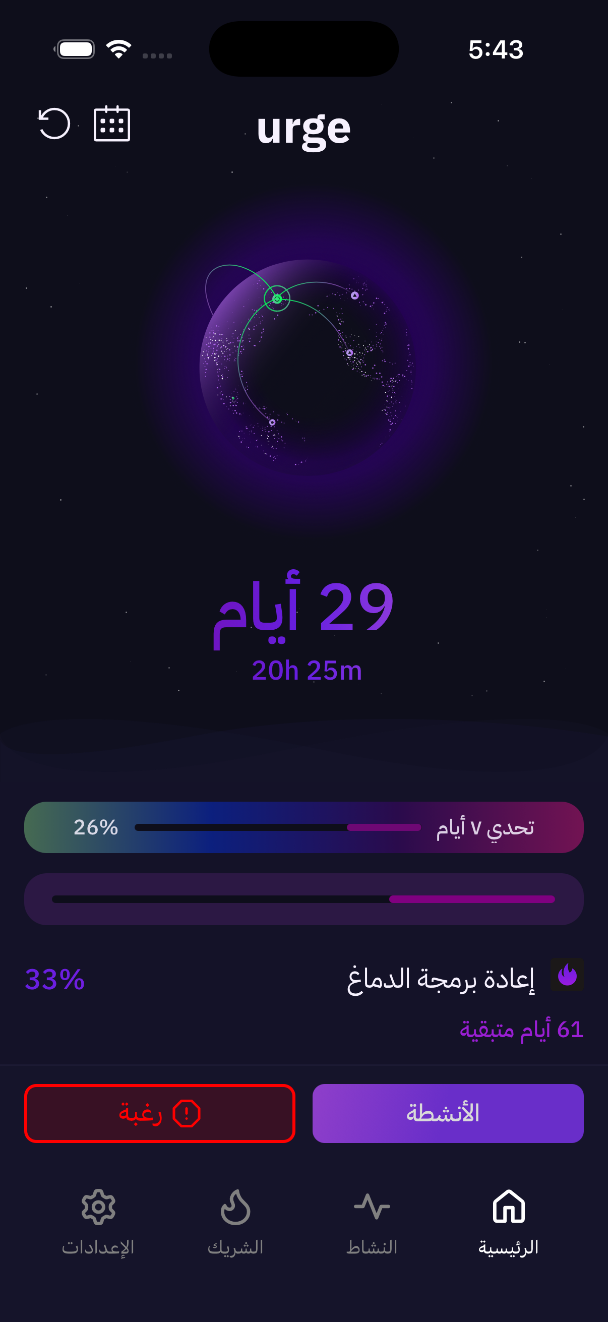 Dashboard - Track your streak and brain rewiring progress